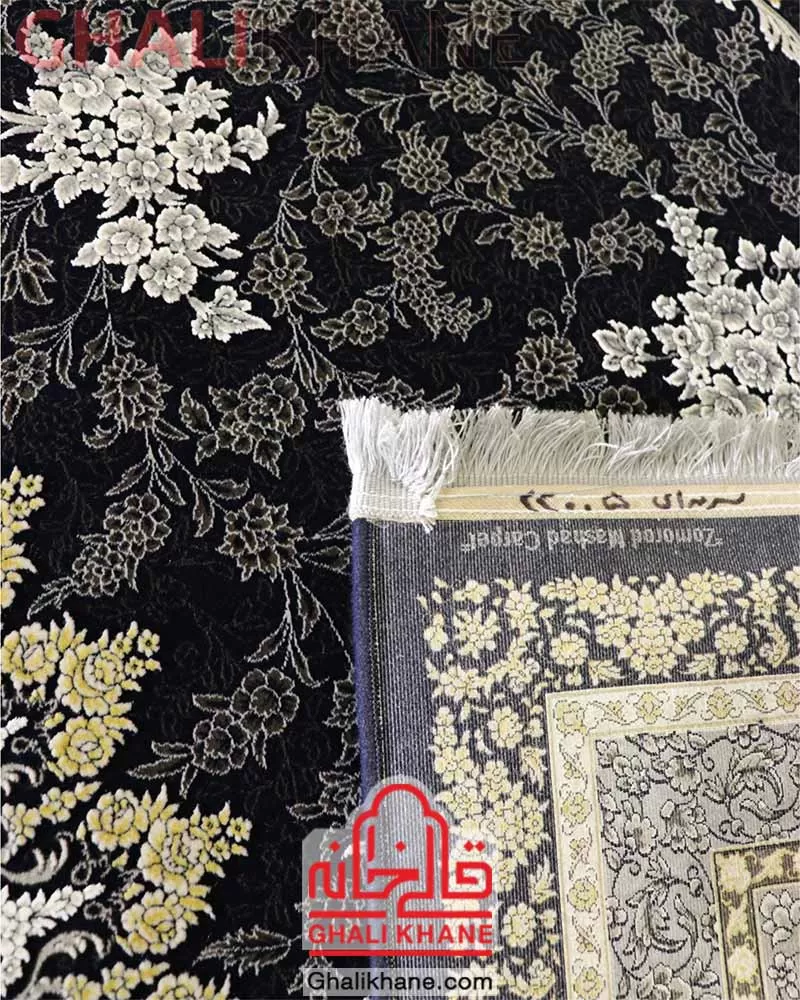 فرش زمرد مشهد 1200 شانه کد 23005 سرمه ای