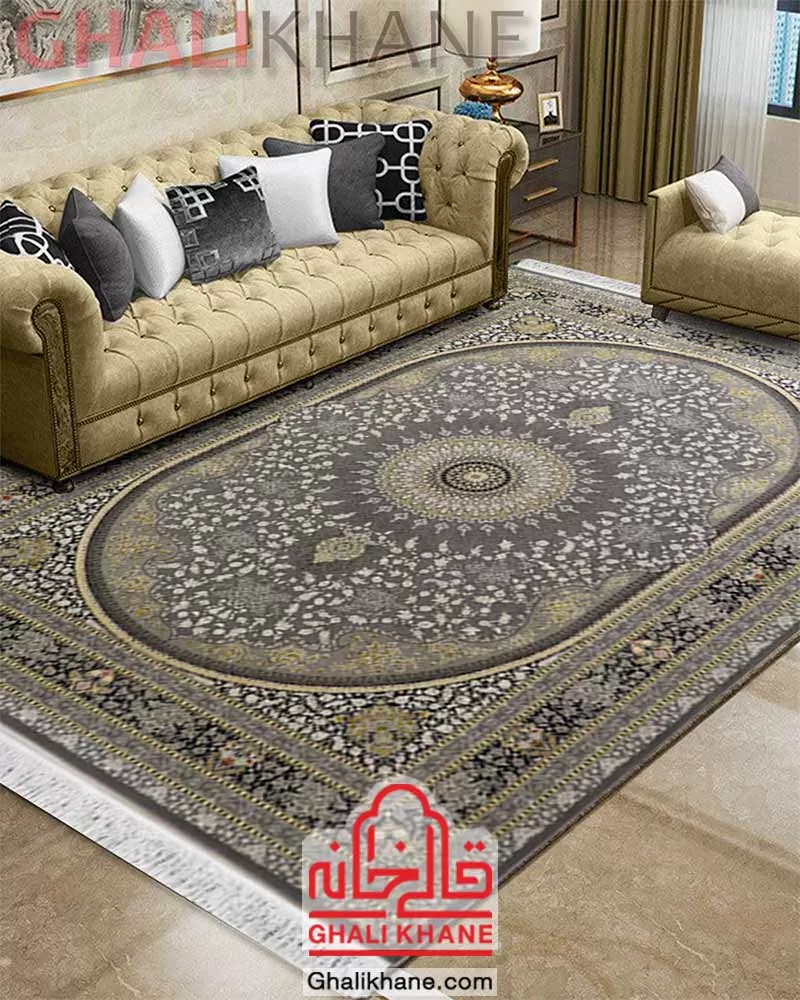 فرش زمرد مشهد 1200 شانه کد 23005 آبی