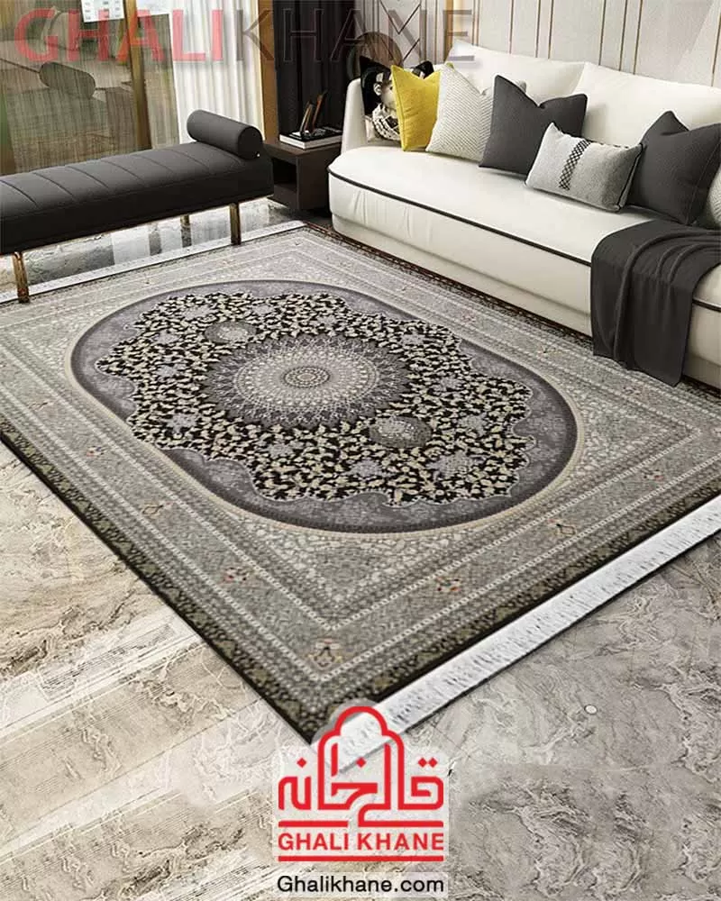 فرش زمرد مشهد 1200 شانه کد 23005 الماسی تیره