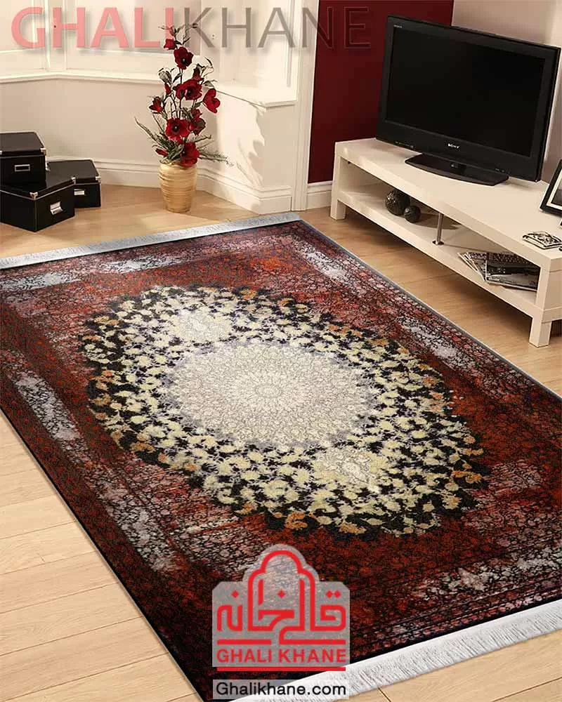 فرش زمرد مشهد 1200 شانه کد 23007 الماسی تیره