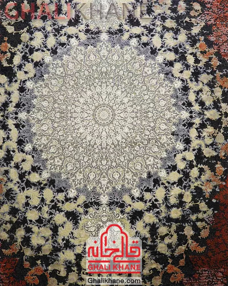 فرش زمرد مشهد 1200 شانه کد 23007 الماسی تیره