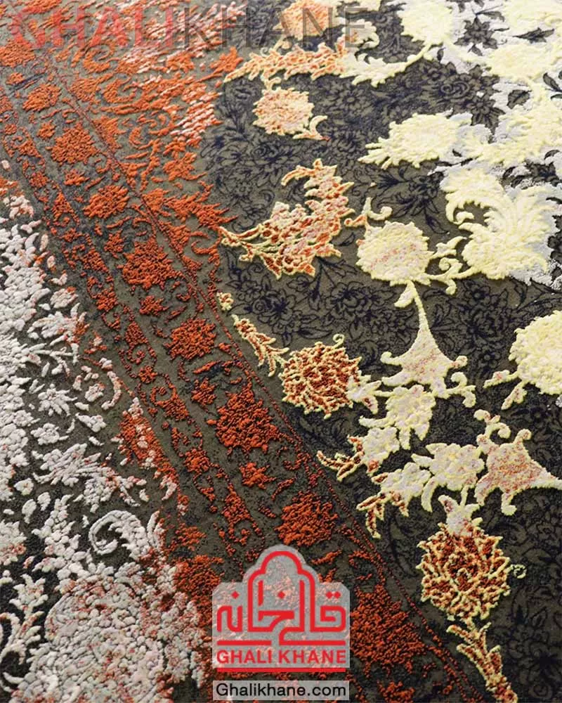 فرش زمرد مشهد 1200 شانه کد 23007 الماسی تیره