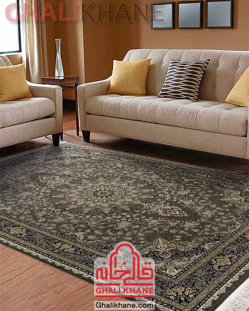 فرش زمرد مشهد گل برجسته 1200 شانه کد 23003 آبی