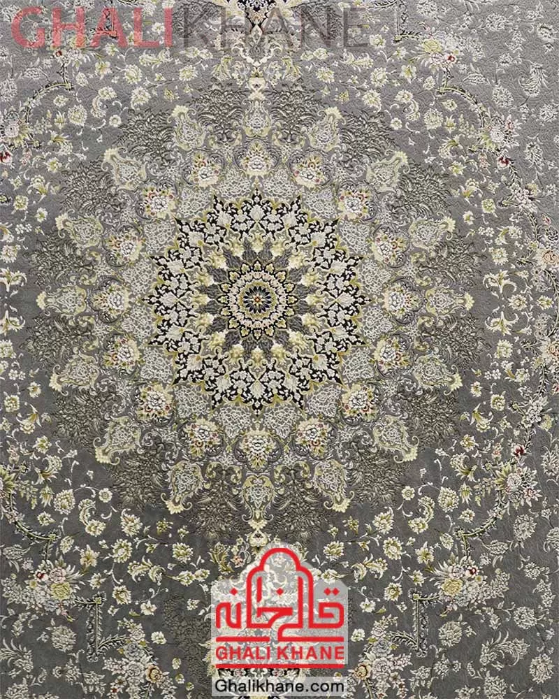 فرش زمرد مشهد گل برجسته 1200 شانه کد 23003 آبی