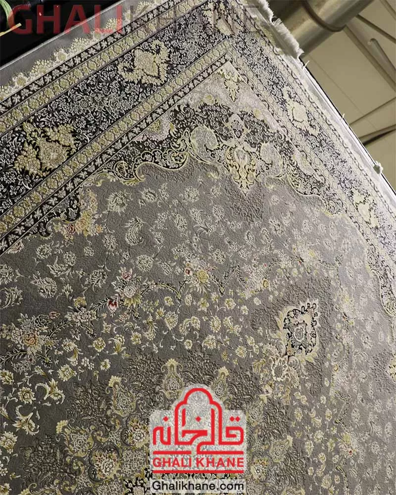 فرش زمرد مشهد گل برجسته 1200 شانه کد 23003 آبی