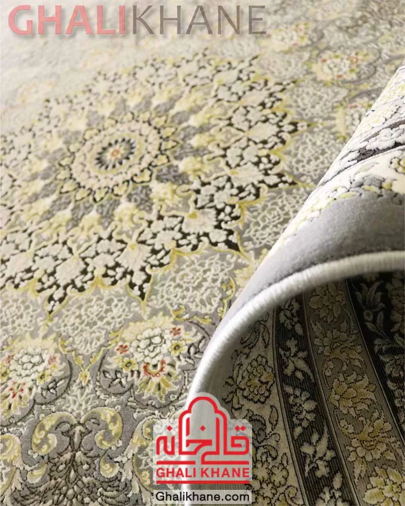 فرش زمرد مشهد گل برجسته 1200 شانه کد 23003 آبی