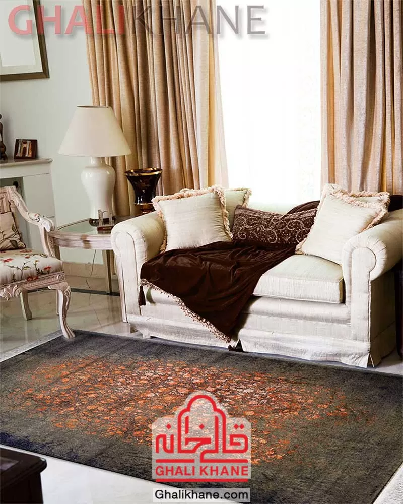 فرش زمرد مشهد کد 23008 دودی لاکی