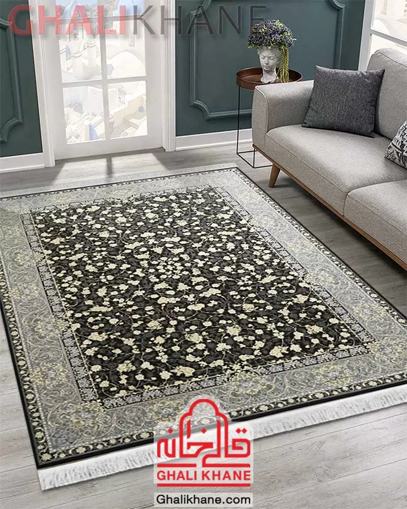 فرش زمرد مشهد کد 23009 الماسی تیره