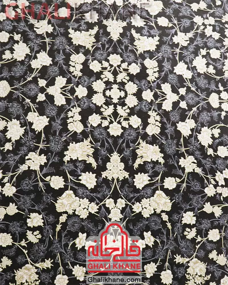 فرش زمرد مشهد طرح افشان 1200 شانه گل برجسته کد 23009 الماسی تیره