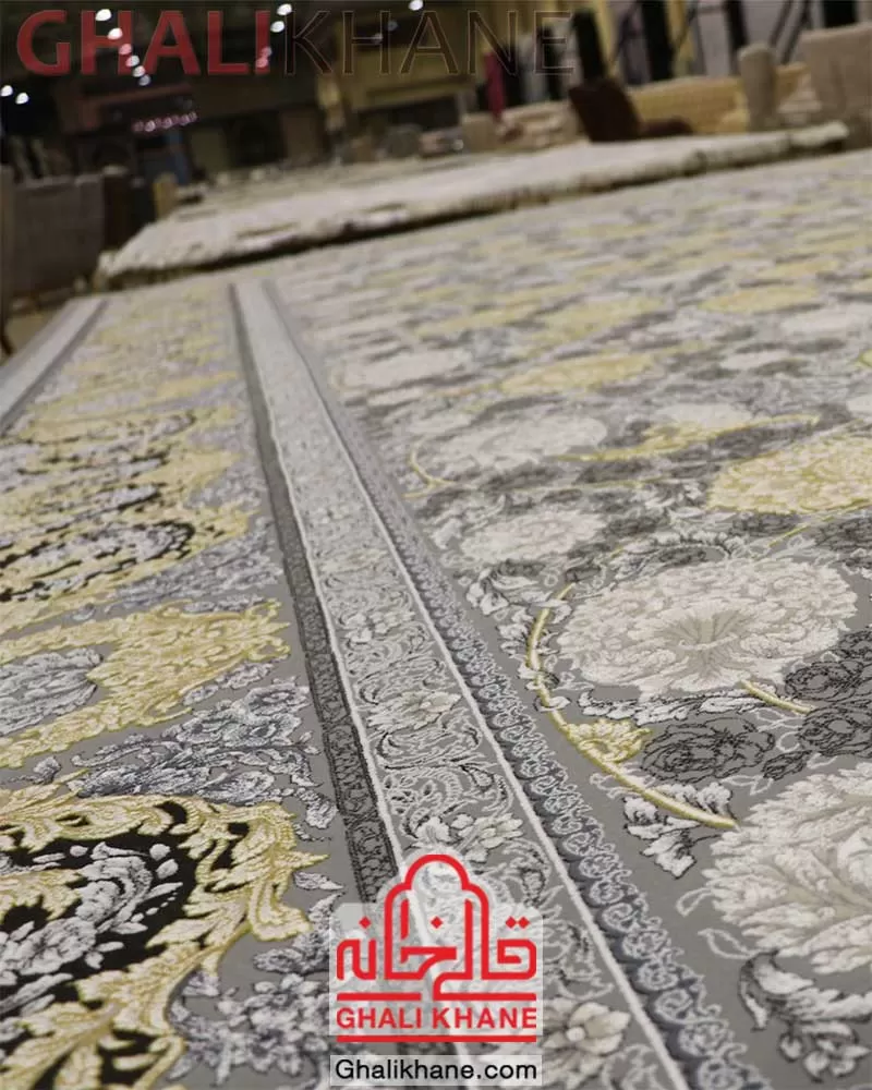 فرش زمرد مشهد طرح افشان طلاکوب 1200 شانه کد 23010 الماسی روشن