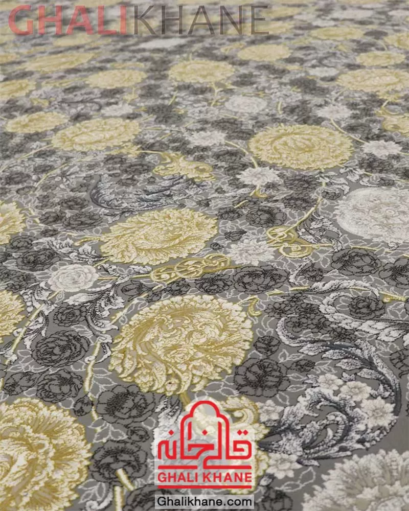 فرش زمرد مشهد طرح افشان طلاکوب 1200 شانه کد 23010 الماسی روشن