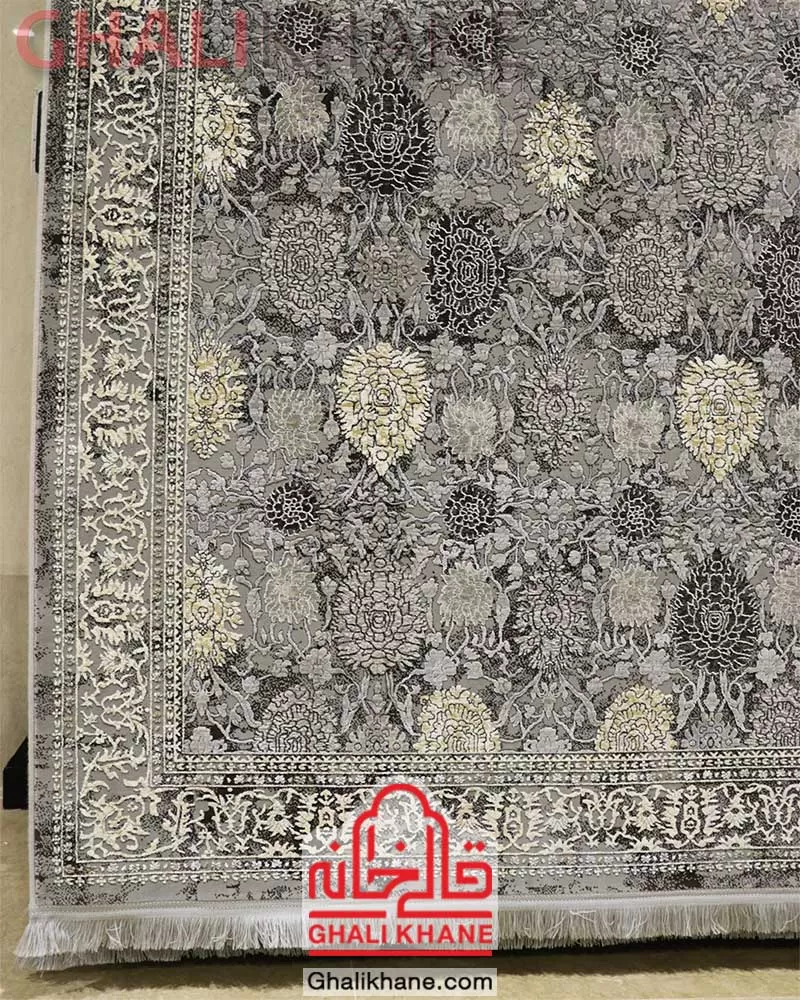 فرش زمرد مشهد طرح افشان وینتیج کد 24000 الماسی روشن