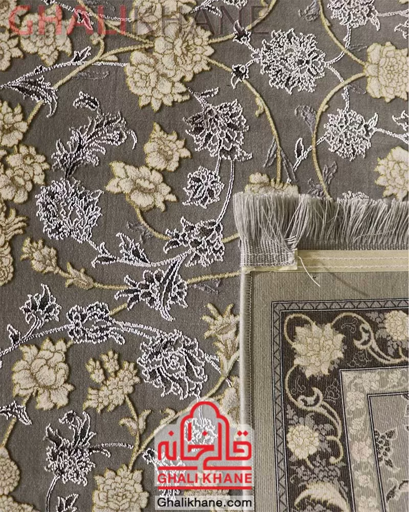 فرش زمرد مشهد کد 24007 الماسی روشن گل برجسته