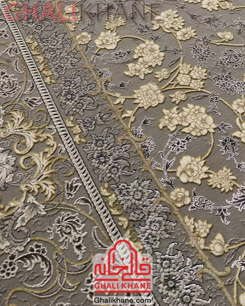 فرش زمرد مشهد کد 24007 الماسی روشن طلاکوب