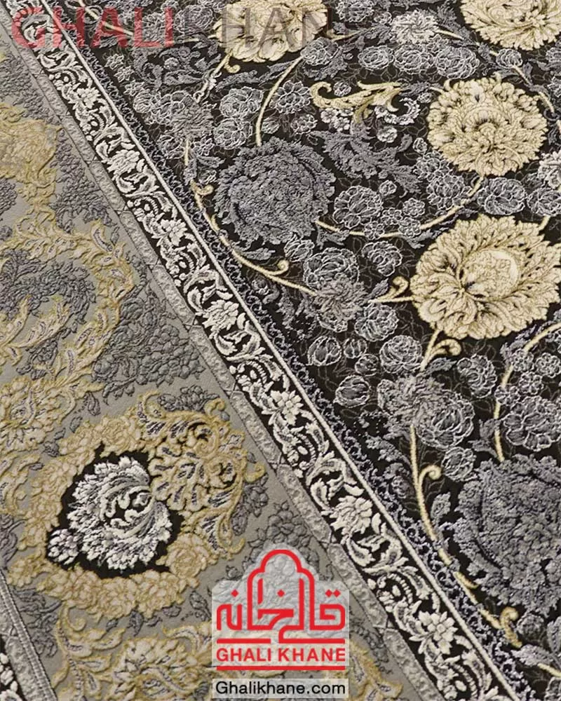 فرش زمرد مشهد 1200 شانه کد 24008 الماسی تیره