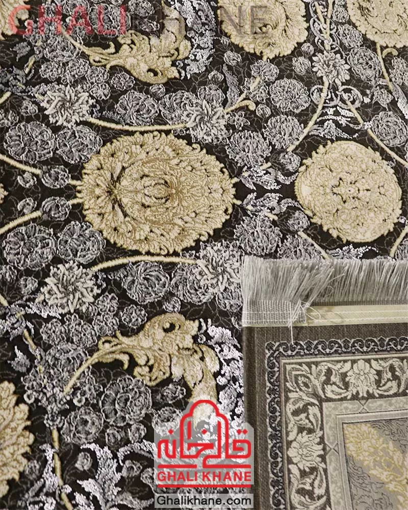 فرش زمرد مشهد افشان کد 24008 الماسی تیره