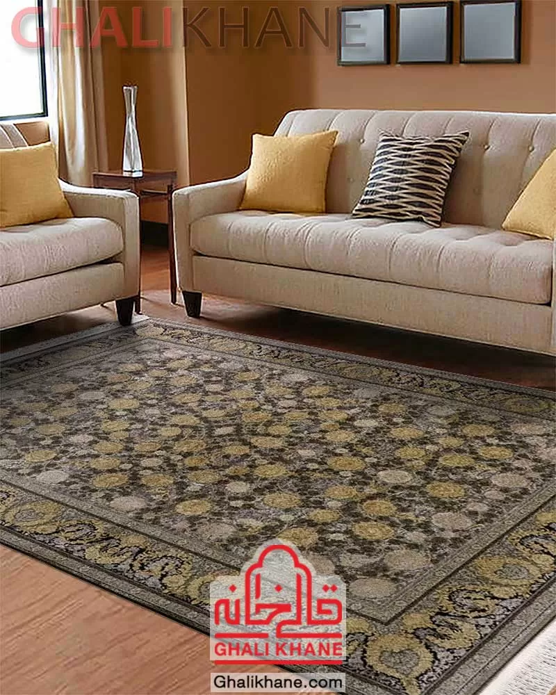 فرش زمرد مشهد 1200 شانه طلاکوب کد 24008 الماسی روشن