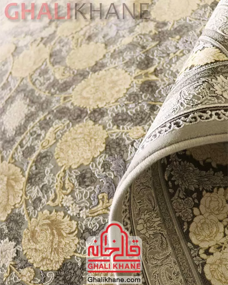 فرش زمرد مشهد 1200 شانه طلاکوب کد 24008 الماسی روشن