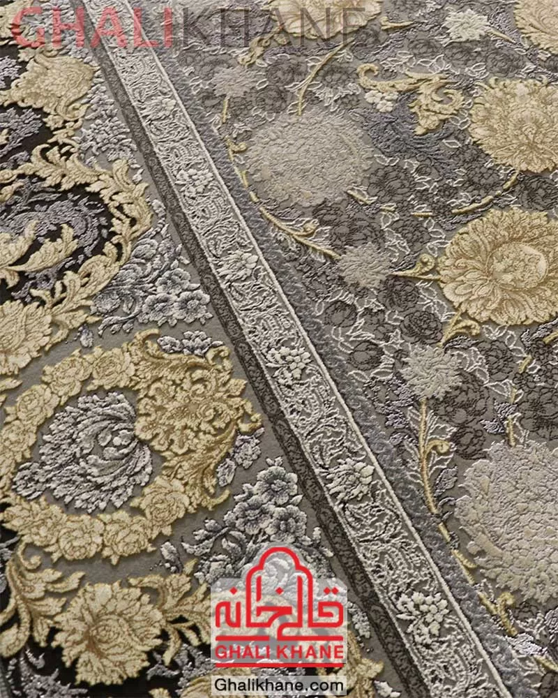 فرش زمرد مشهد 1200 شانه طلاکوب کد 24008 الماسی روشن