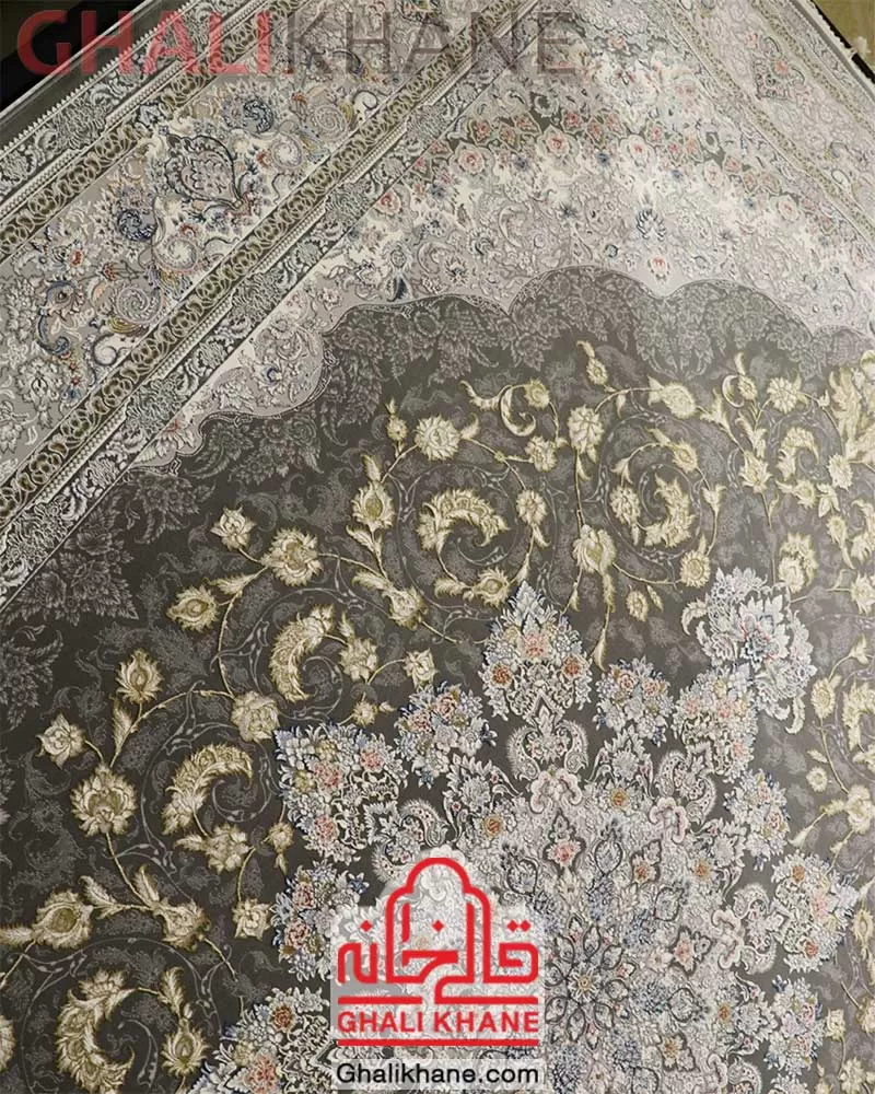 فرش زمرد مشهد کد ۳۷۰۰۲ الماسی گل برجسته