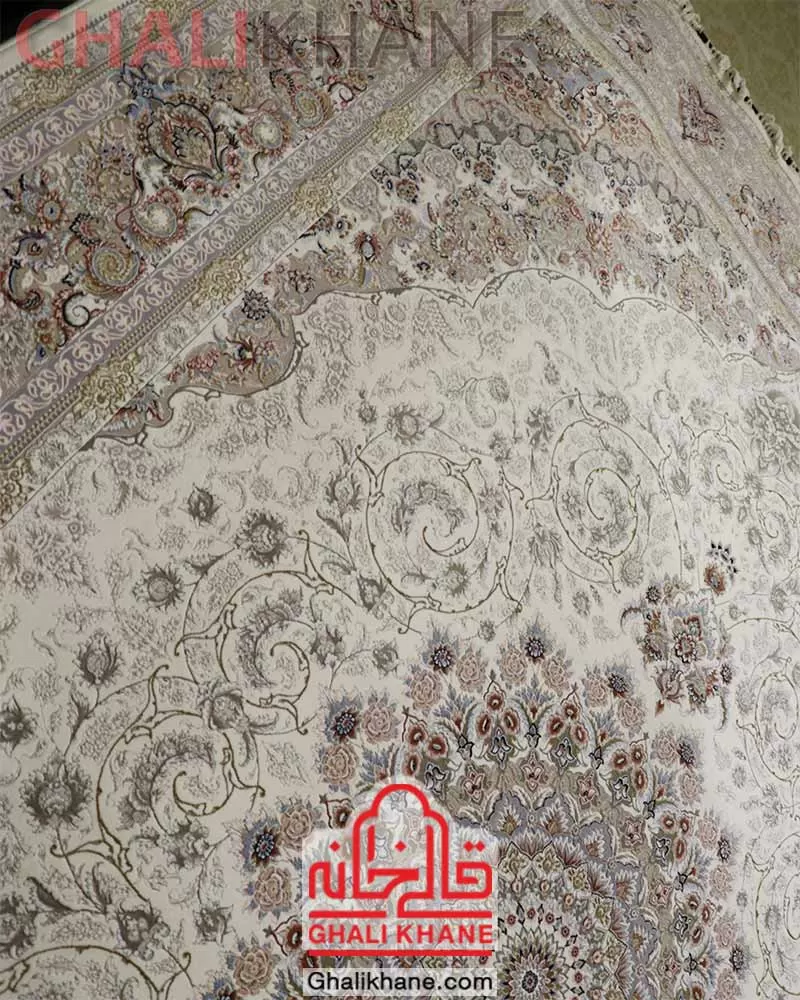 فرش ماشینی زمرد مشهد کد 37002 کرم