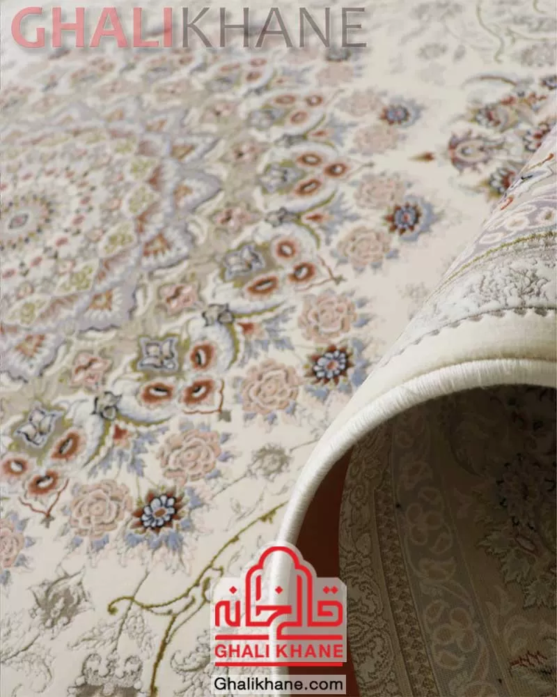 فرش زمرد مشهد کد 37002 کرم ۱۲۰۰ شانه