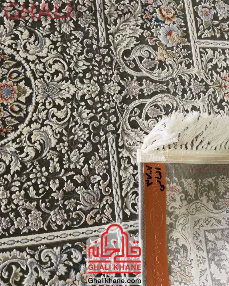 فرش زمرد مشهد کد 37007 الماسی گل برجسته خشتی