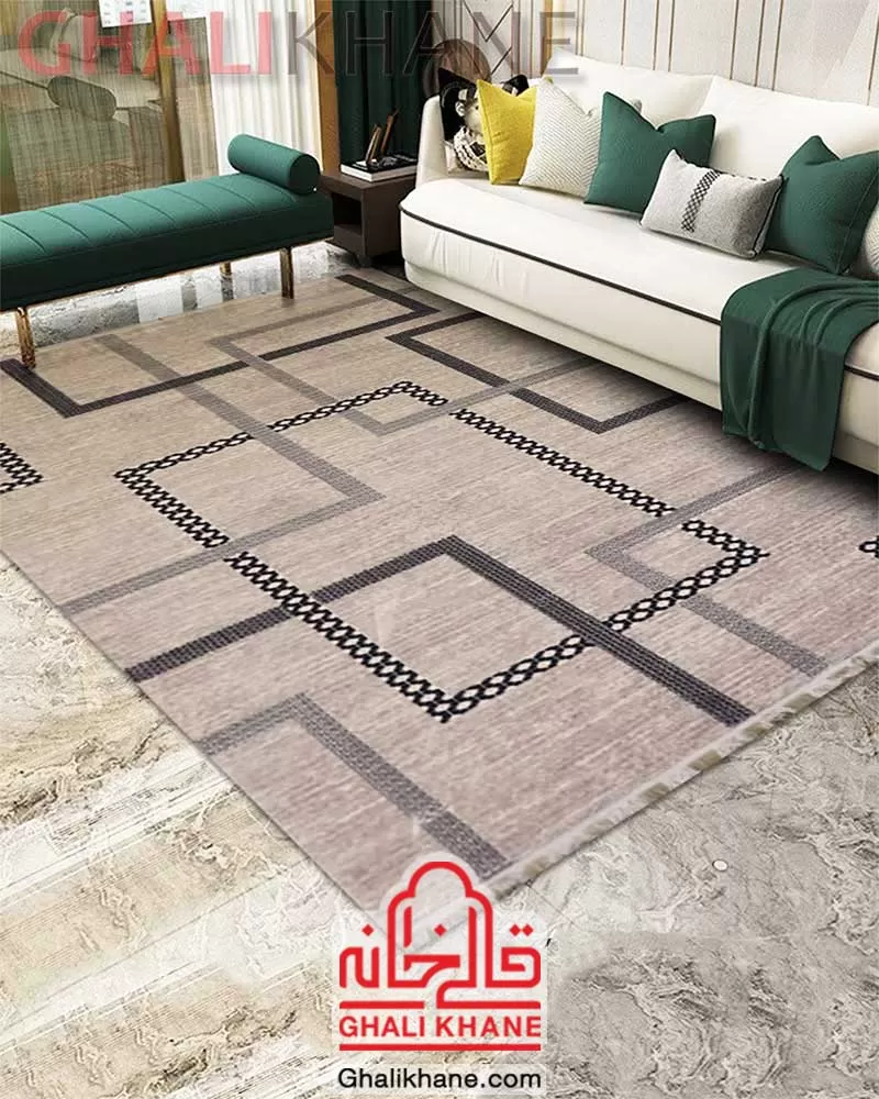 فرش زمرد مشهد کد 8014 سیلور طرح ۳ بعدی