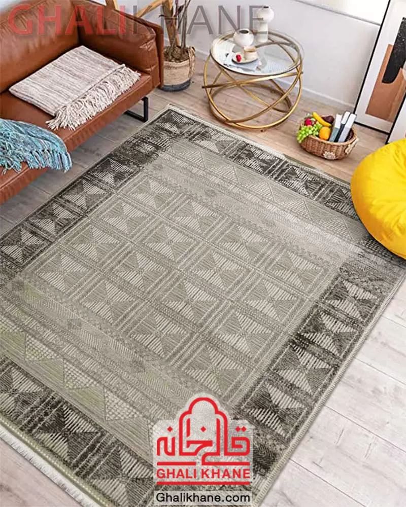 فرش مدرن زمرد مشهد کد 8020 الماسی روشن