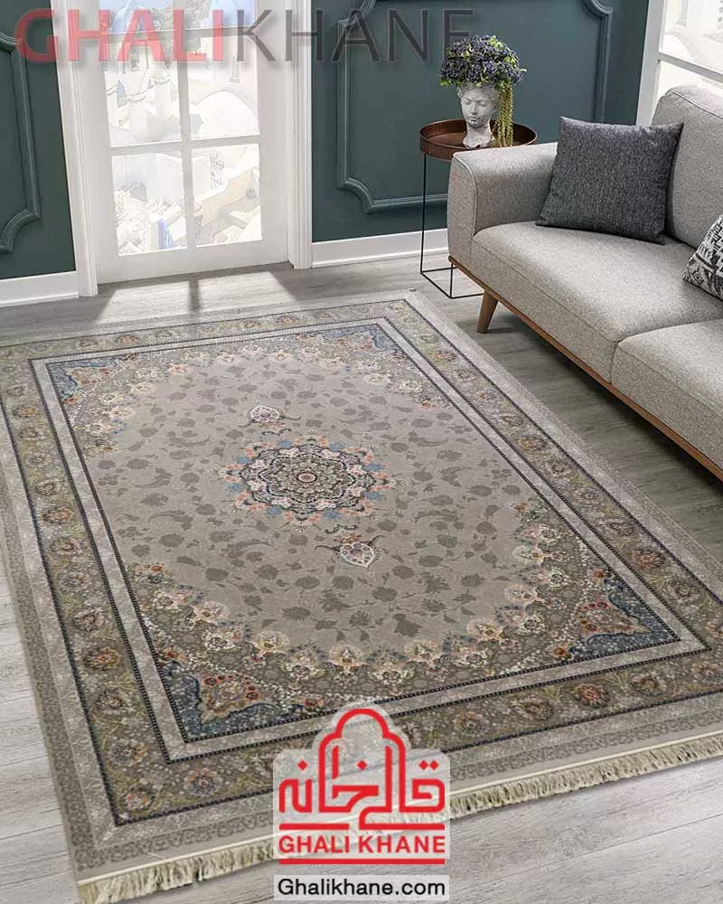 فرش نگین مشهد ۱۲۰۰ شانه کد 1221 نقره ای