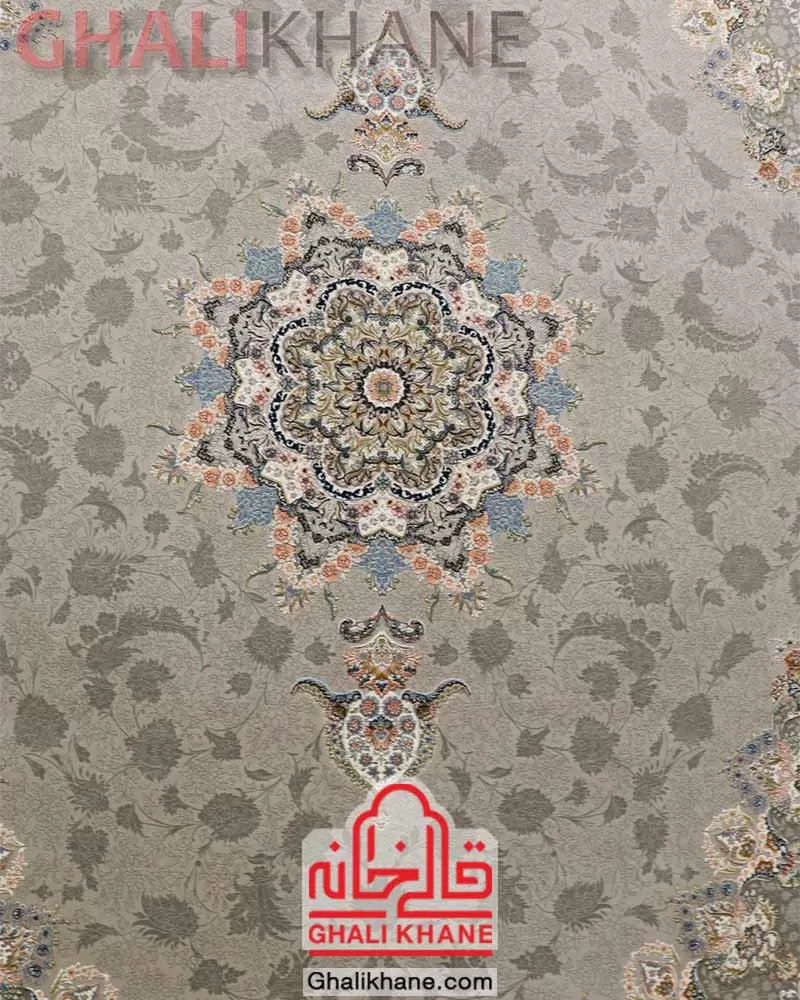 فرش نگین مشهد ۱۲۰۰ شانه کد 1221 نقره ای