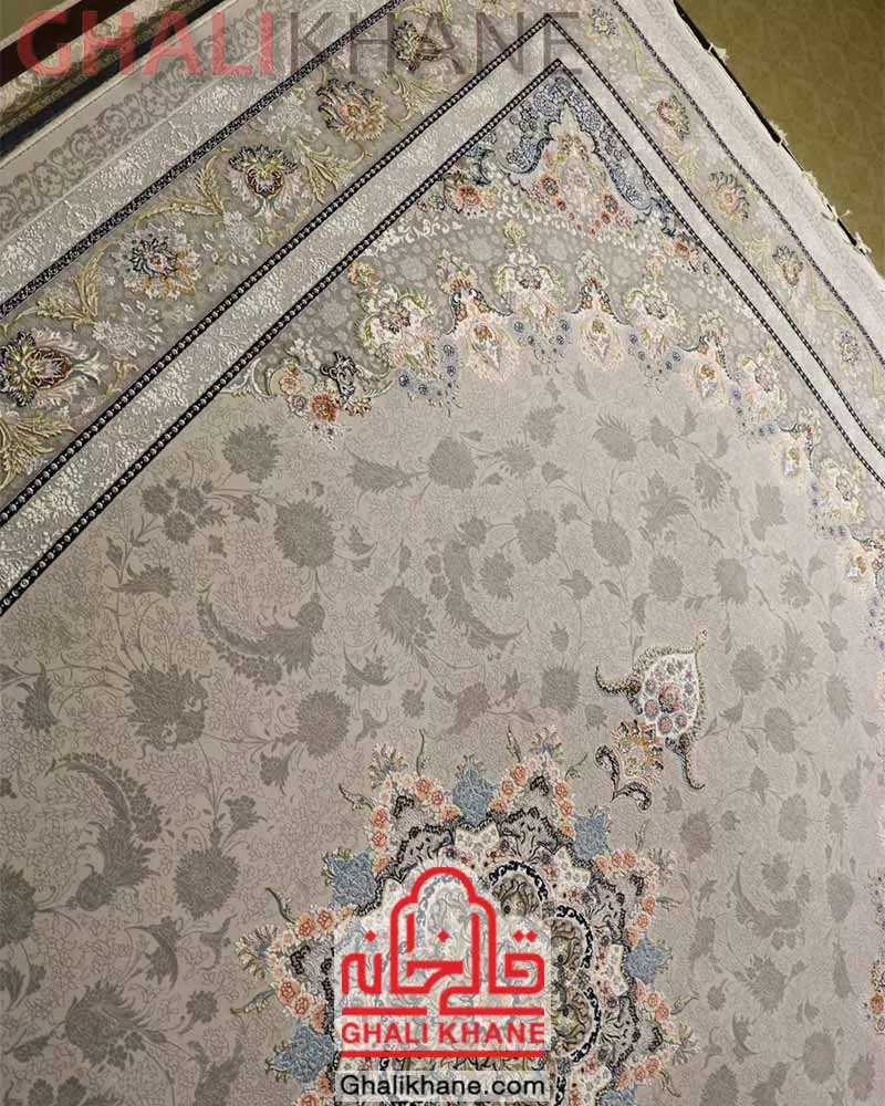فرش نگین مشهد ۱۲۰۰ شانه کد 1221 نقره ای