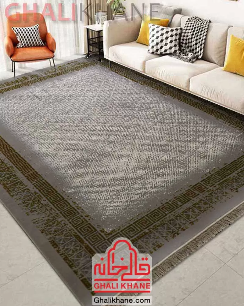 فرش نگین مشهد 1200 شانه افشان کد 1225 نقره ای