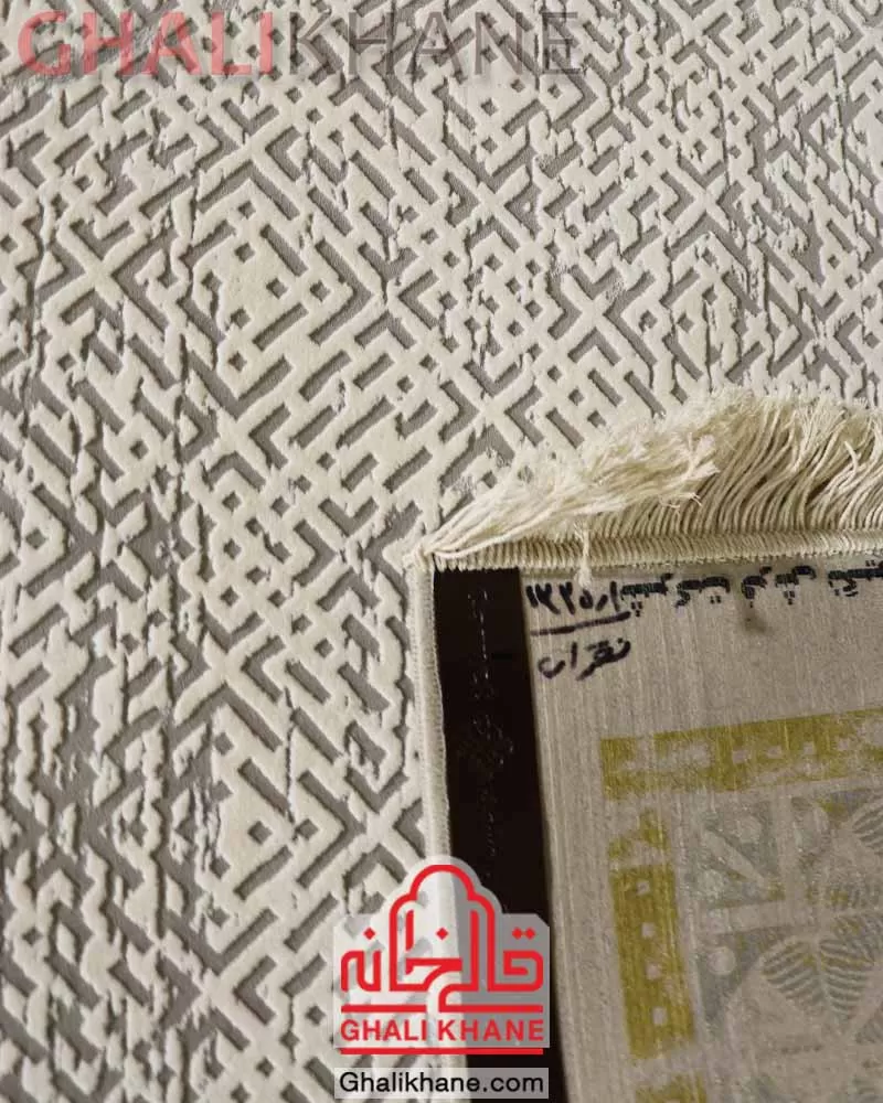 فرش نگین مشهد کد 1225 نقره ای گل برجسته