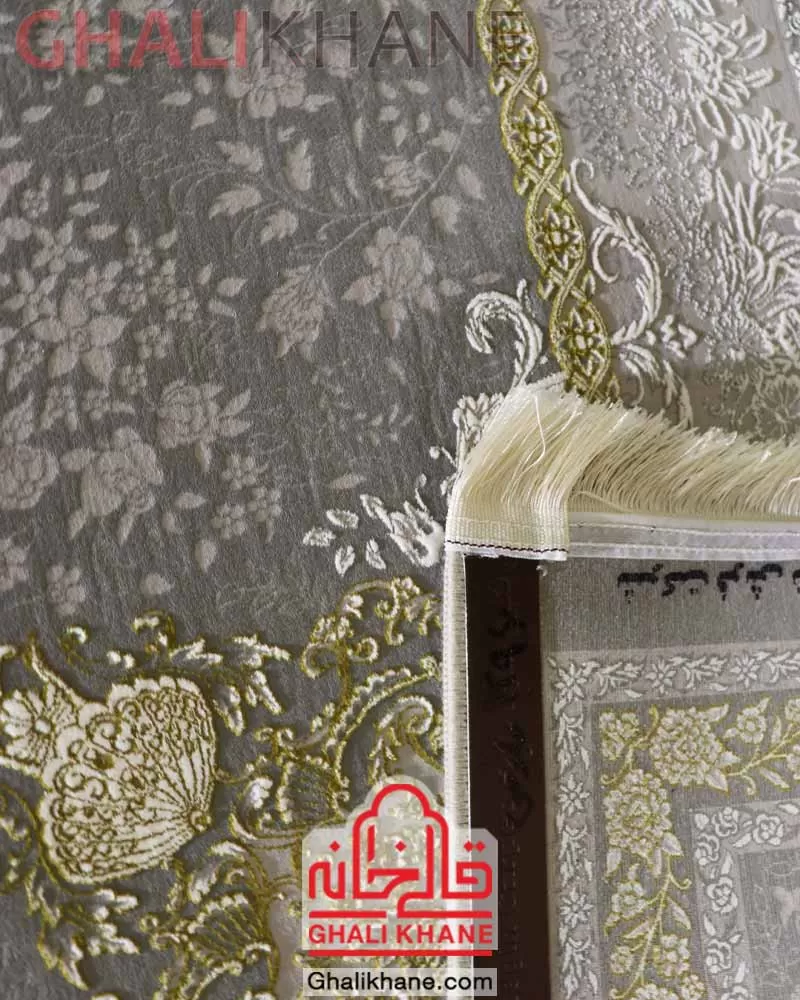 فرش نگین مشهد کد 1226 طوسی گل برجسته