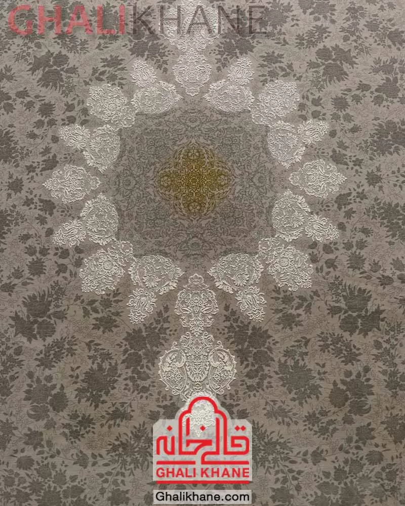 فرش 1200 شانه نگین مشهد کد 1226 نقره ای