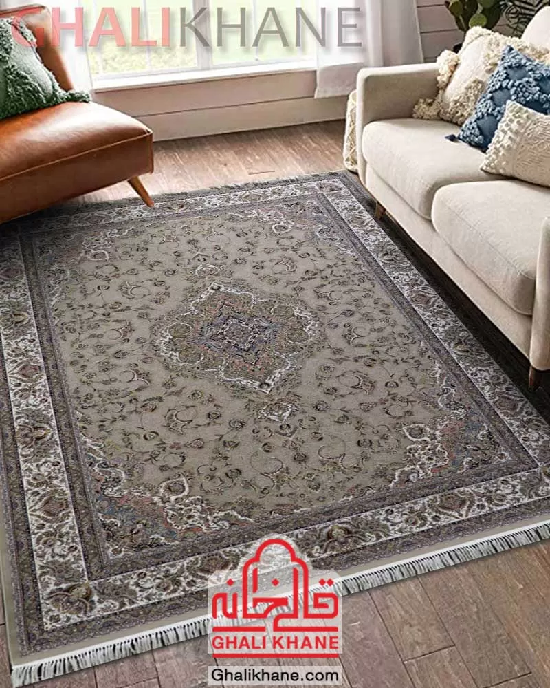فرش زمرد مشهد 1500 شانه کد 45001 طرح سالاری نسکافه ای