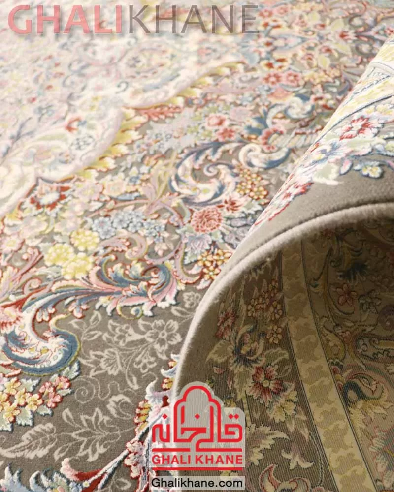 فرش زمرد مشهد کد 55000 الماسی 1500 شانه گل برجسته