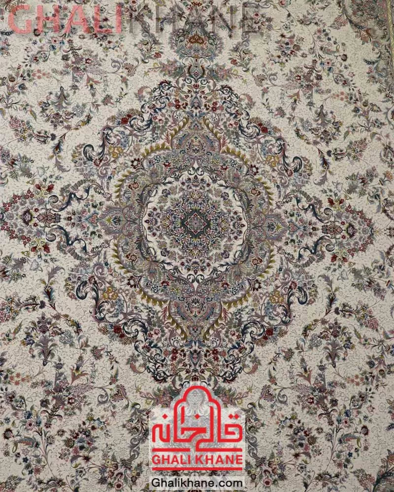 فرش زمرد مشهد کد 55000 کرم ۱۵۰۰ شانه
