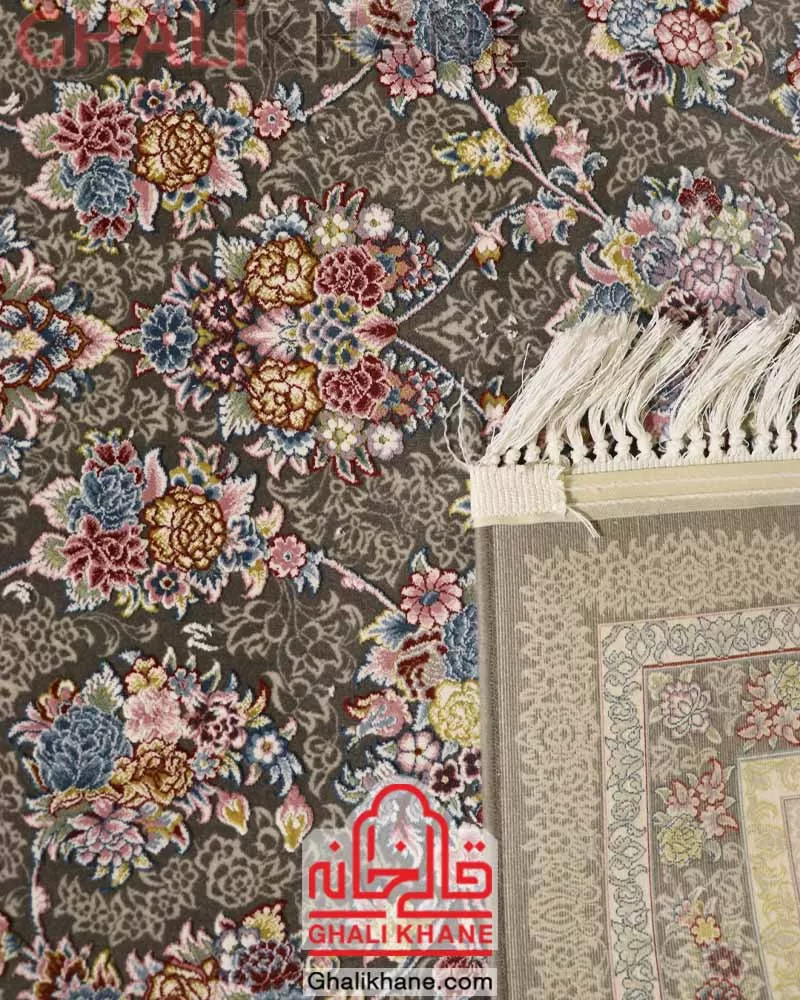 فرش زمرد مشهد 1500 شانه کد 55001 الماسی گل برجسته