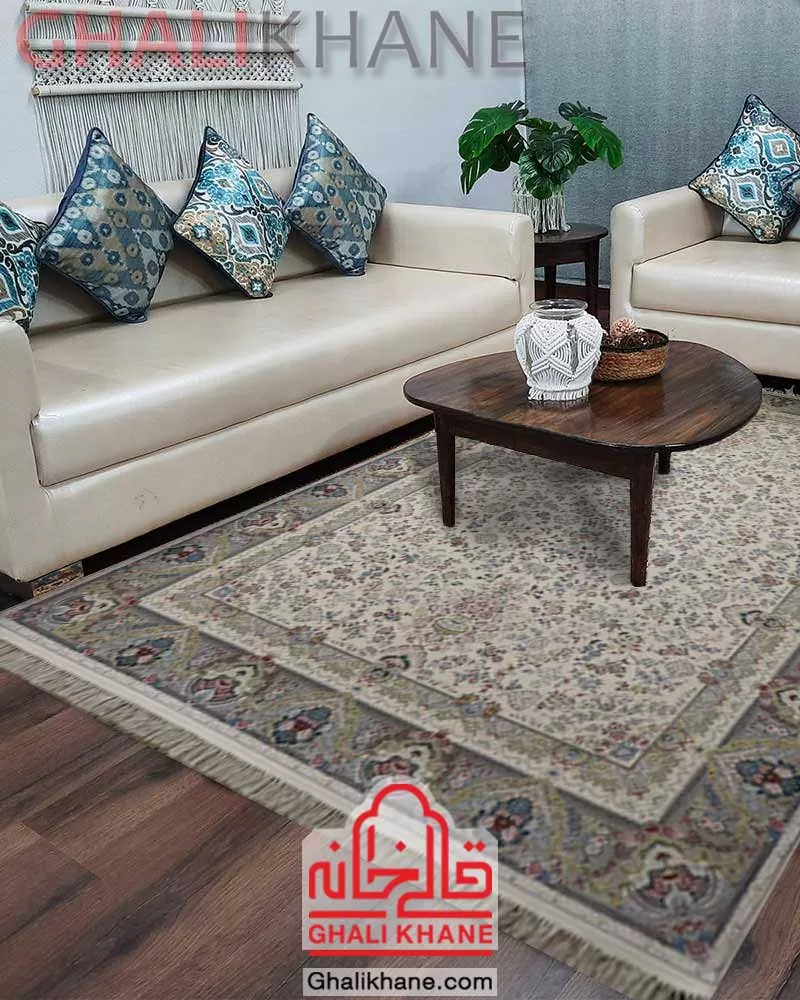 فرش زمرد مشهد 1500 شانه کد 55003 کرم