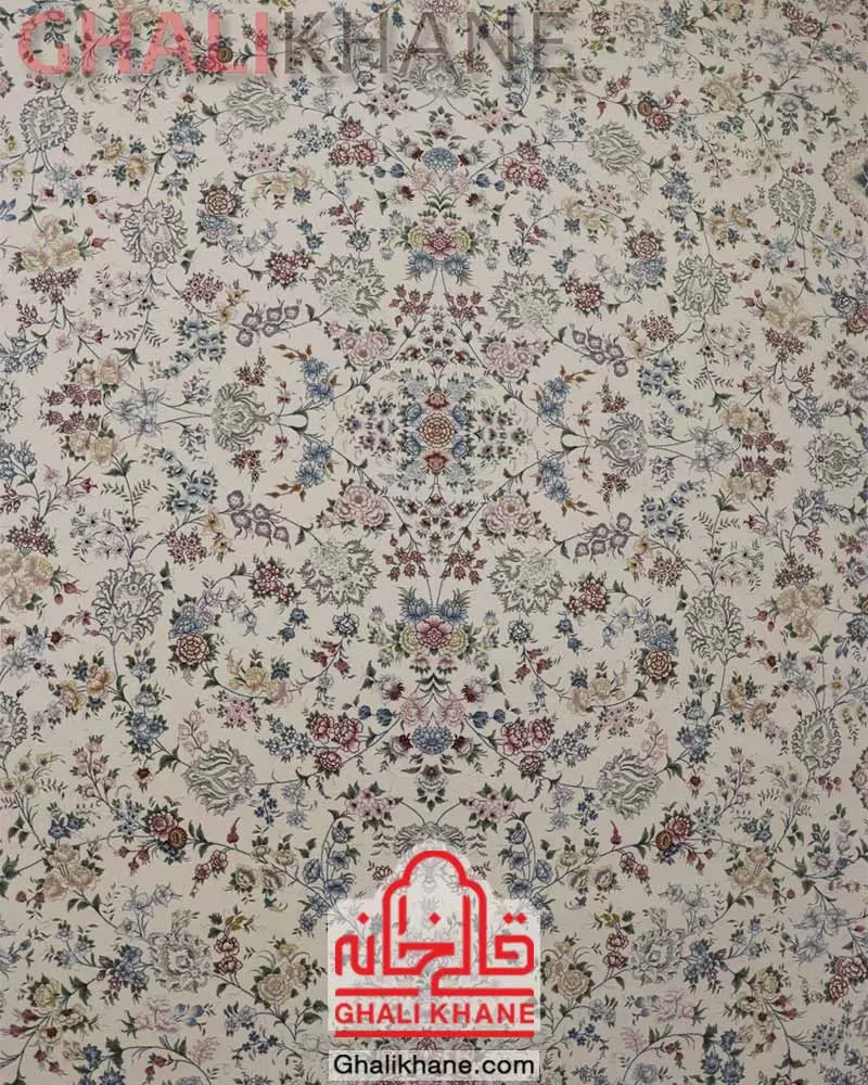 فرش زمرد مشهد 1500 شانه کد 55003 کرم