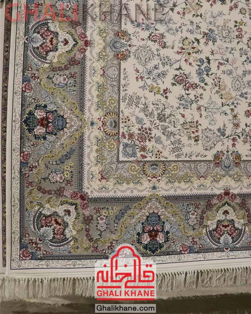 فرش زمرد مشهد 1500 شانه کد 55003 کرم