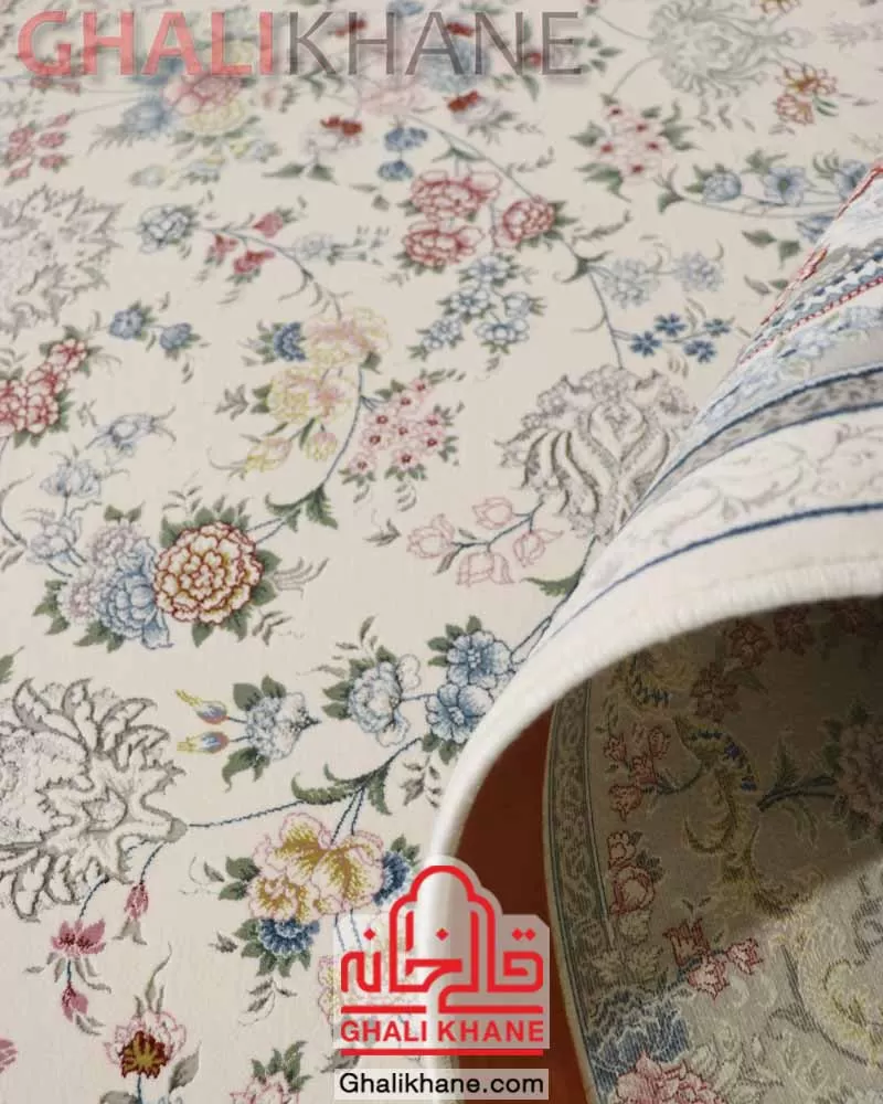 فرش زمرد مشهد 1500 شانه کد 55003 کرم