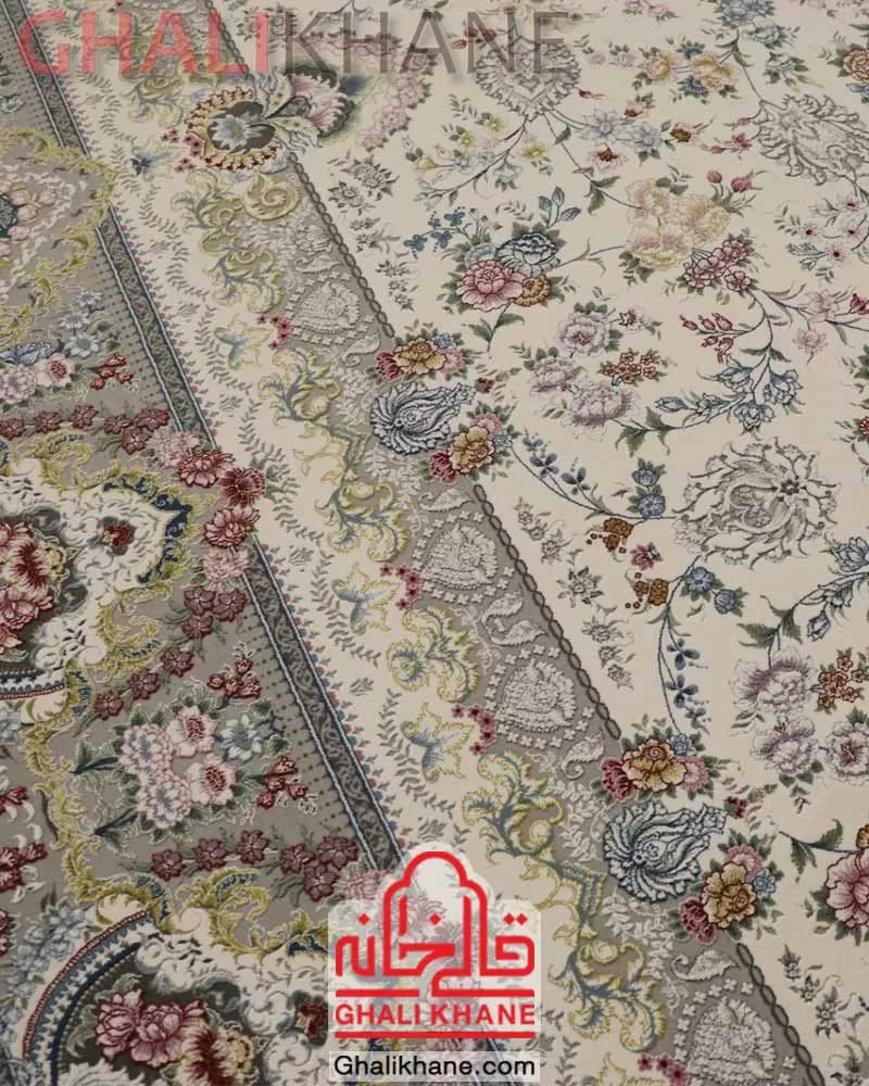 فرش زمرد مشهد 1500 شانه کد 55003 کرم