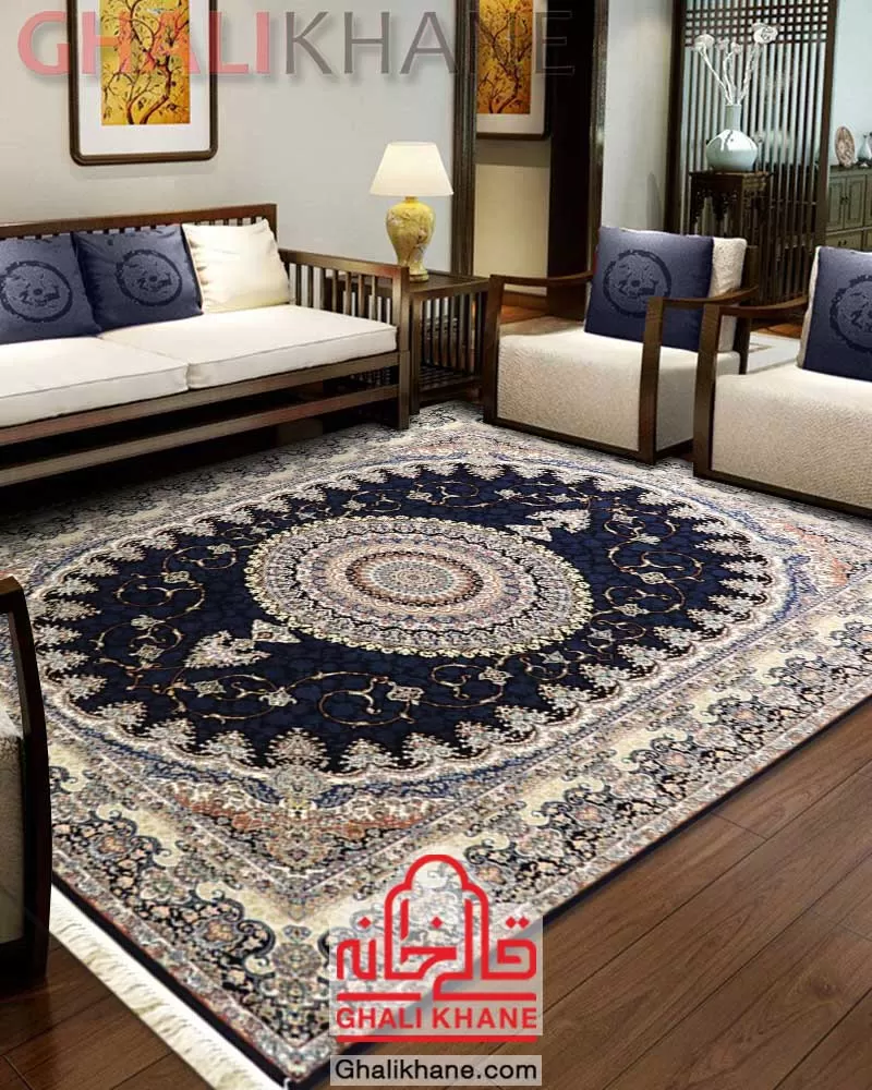 فرش زمرد مشهد ۷۰۰ شانه سرمه ای کد 25028