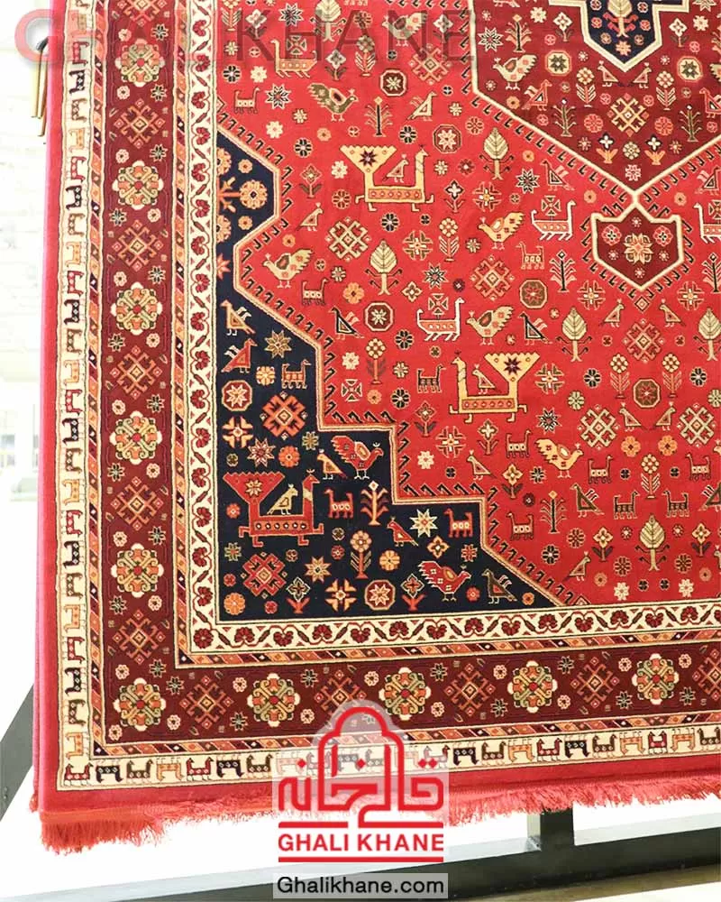 فرش زمرد مشهد مدل گبه 700 شانه کد 38005 لاکی