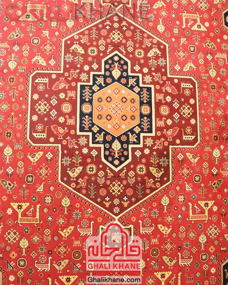 فرش زمرد مشهد مدل گبه 700 شانه کد 38005 لاکی