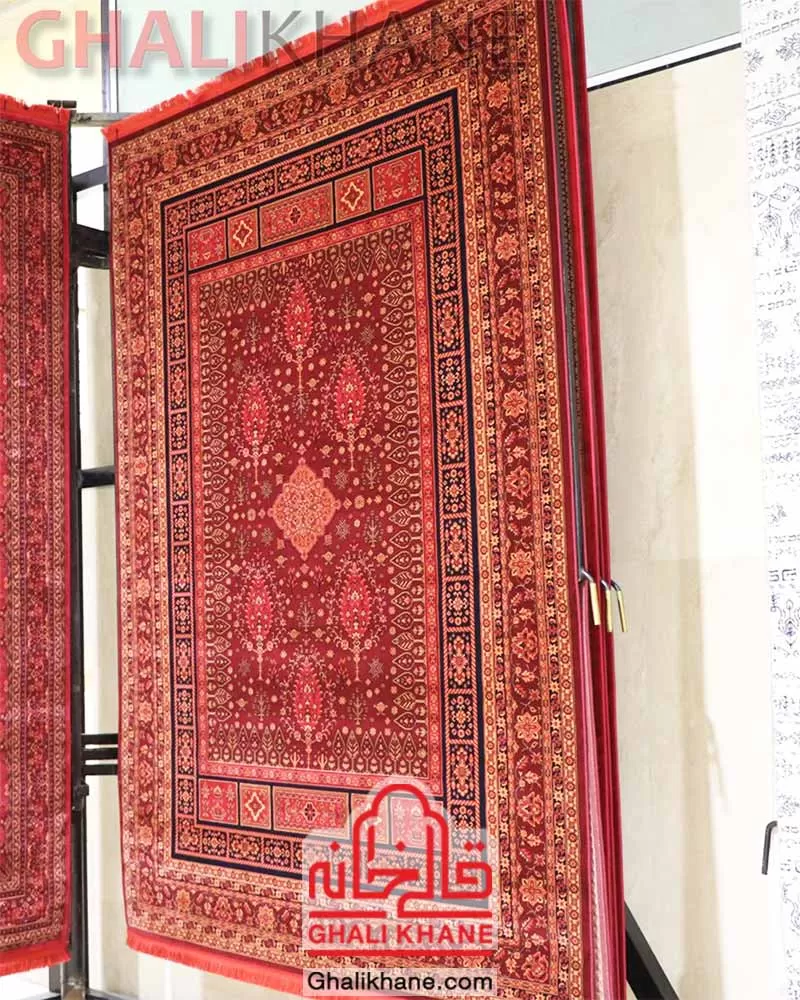 گلیم فرش زمرد مشهد 700 شانه کد 38007 لاکی قرمز