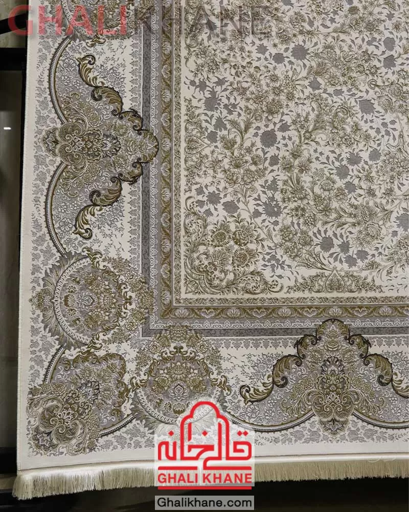 فرش نگین مشهد ۱۵۰۰ شانه طرح افشان کد 1503 کرم